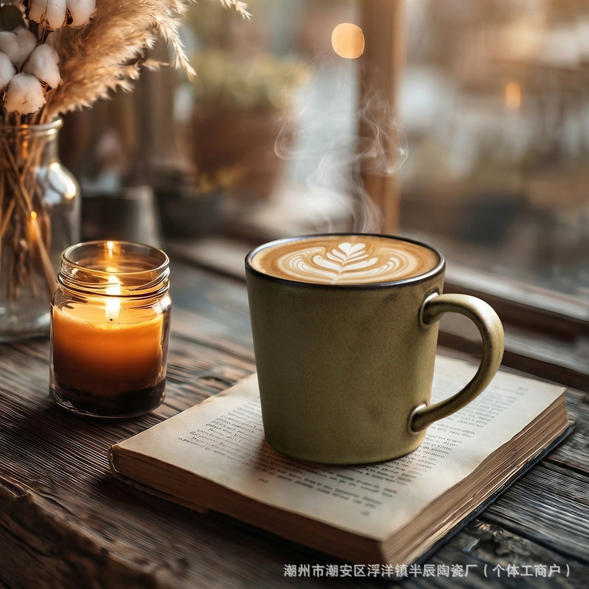 Japanese Retro Ceramic Mug 380ml - Large Capacity Coffee Cup for Latte and Drip Coffee