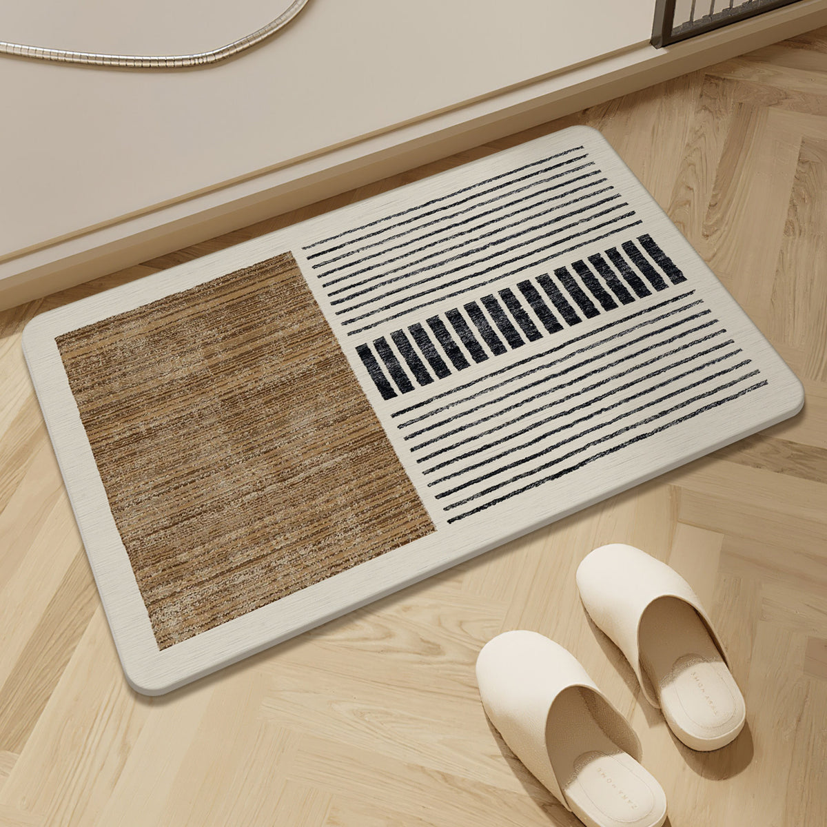 Japanese Wabi-Sabi Style Diatomaceous Earth Bath Mat, Absorbent Non-Slip Shower Room Mat