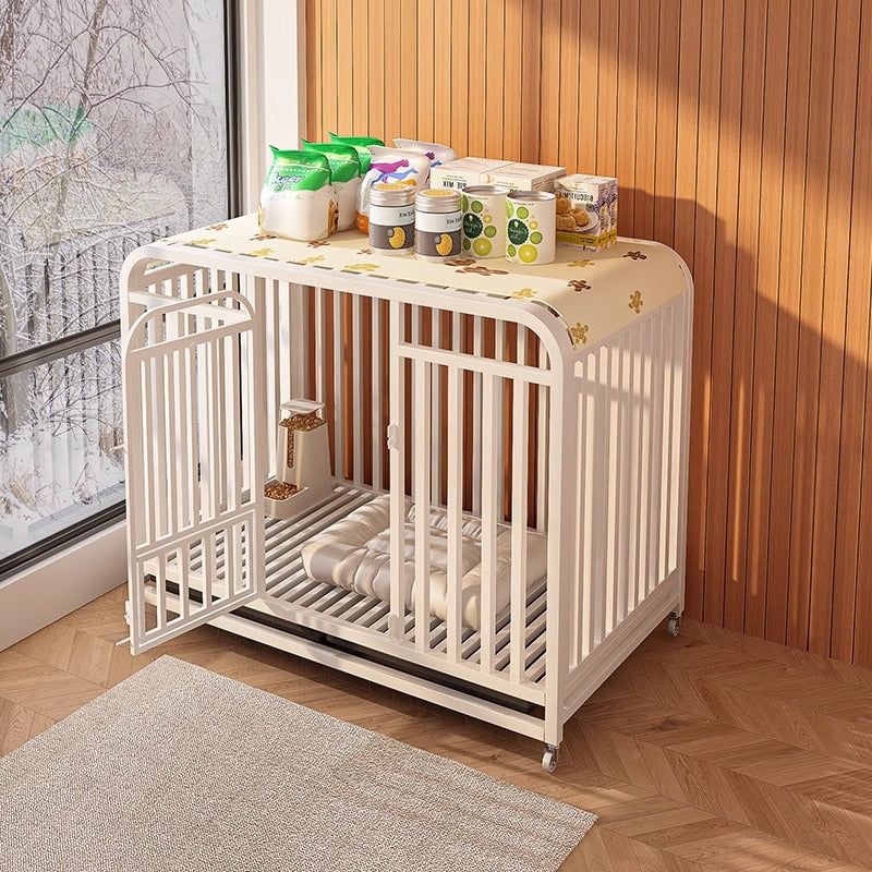 Indoor Heavy-Duty Dog Crate with Integrated Toilet, Elevated and Thickened Design, Movable Pet Playpen for Medium to Large Dogs