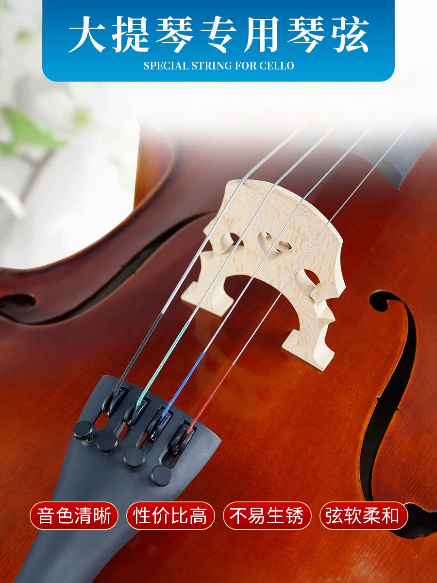 Aegean Cello String Set for 1/2, 1/4, 3/4, 4/4 Cellos - Alloy Performance Grade Strings