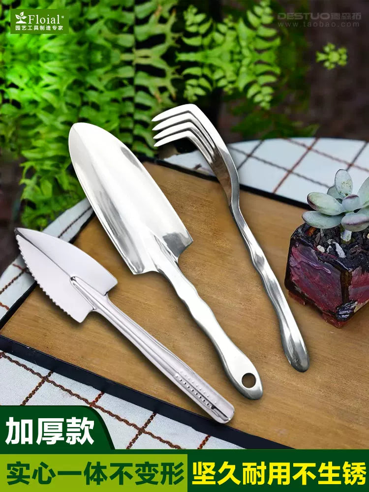 Mini Garden Trowel and Rake Set for Potted Plants and Gardening, Stainless Steel