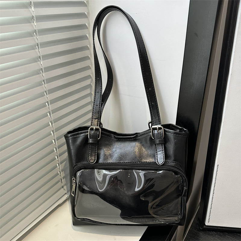 Anime-Inspired Clear Tote Bag for Women, Large Capacity Shoulder Handbag, Commuter Style