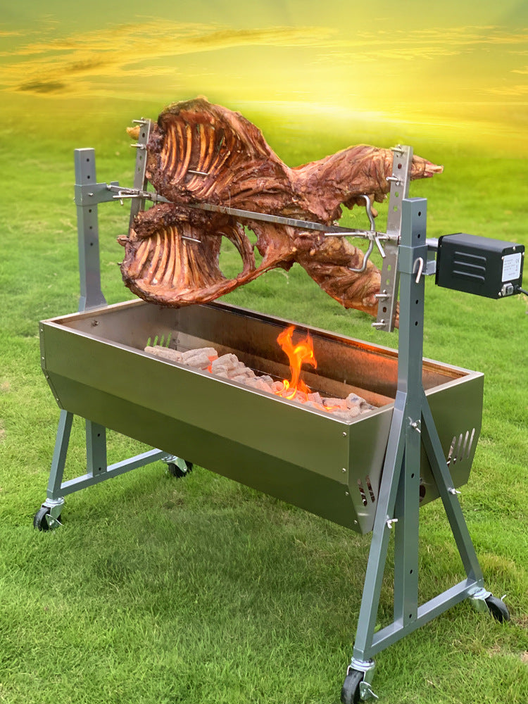 Automatic Rotating Whole Lamb Roaster Multifunctional Charcoal Grill for Home and Commercial Use
