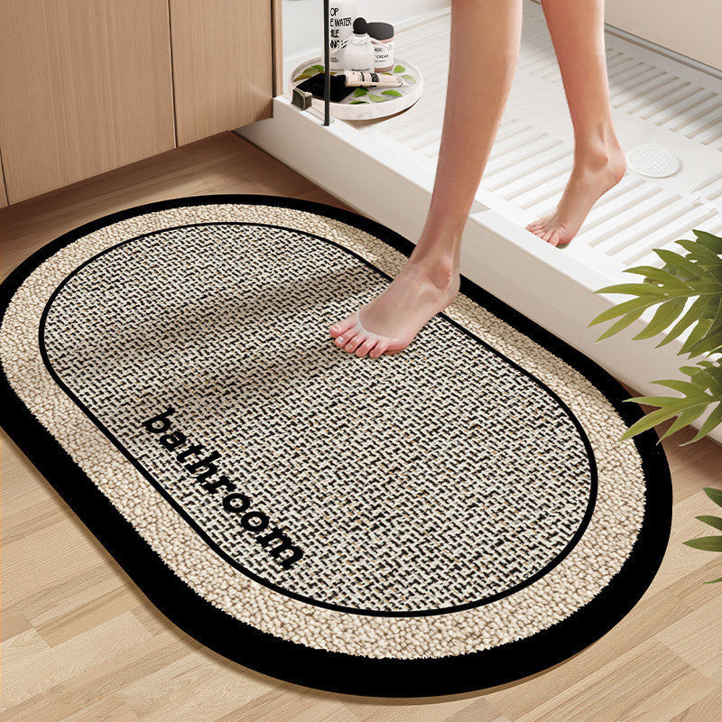 Japanese Style Minimalist Line Diatomaceous Earth Bath Mat Absorbent Non-Slip Bathroom Floor Mat Luxury Design
