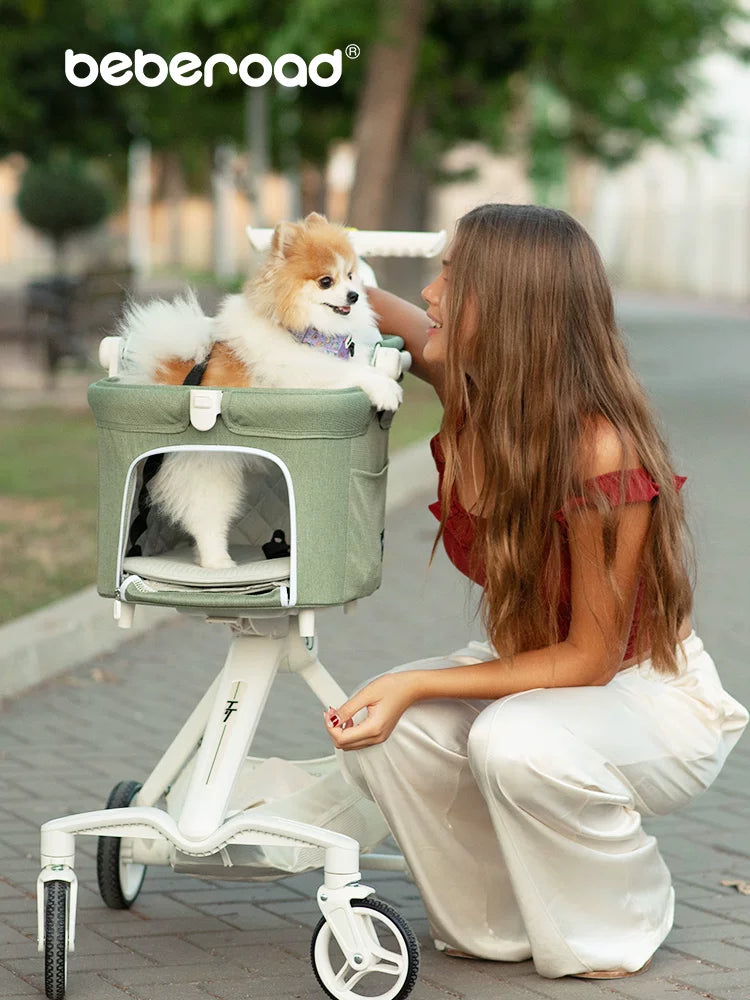 beberoad TT Pet Stroller for Small Dogs and Cats - Lightweight, Foldable, Detachable Carrier