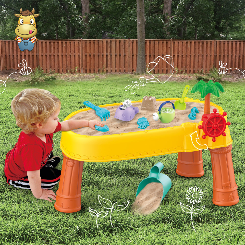 Kids' Outdoor Sand and Water Play Table Set with Beach Toys