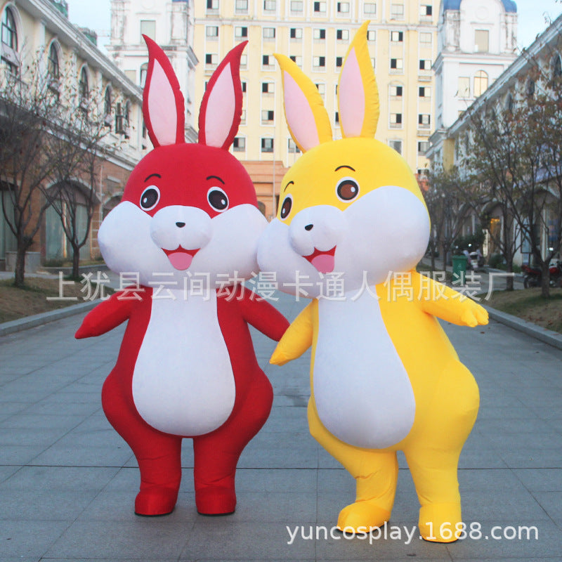 Inflatable Rabbit Mascot Costume for New Year Celebrations and Performances