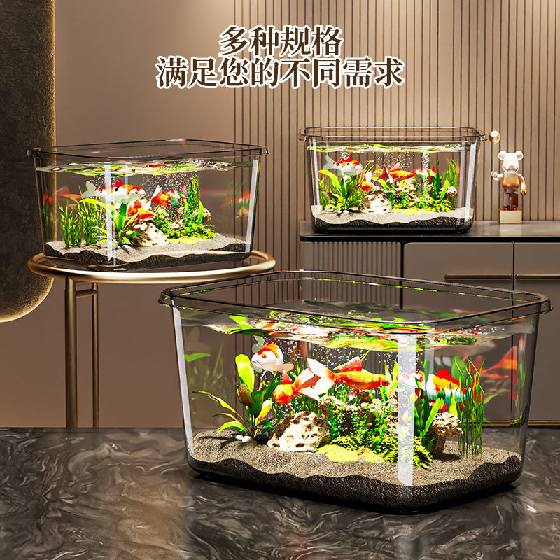 Desktop Aquarium Fish Tank for Goldfish and Turtles, Small Household Ecological Tank, Anti-fall and Durable