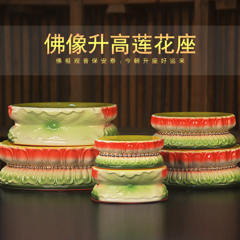 Ceramic Lotus Pedestal for Buddha Statues and Offerings, Anti-Slip Base for Home Altars