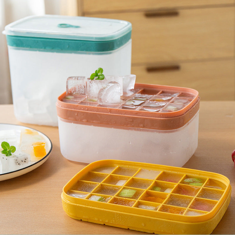 Double-Layer 24-Grid Ice Cube Tray with Lid, Easy Release Food-Grade Silicone Ice Mold for Freezer, Large Capacity Ice Storage Box