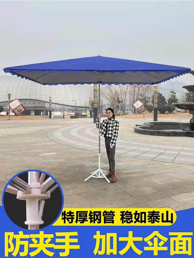 Large Outdoor Patio Umbrella with Base, Rectangular Sunshade for Commercial Use, Foldable