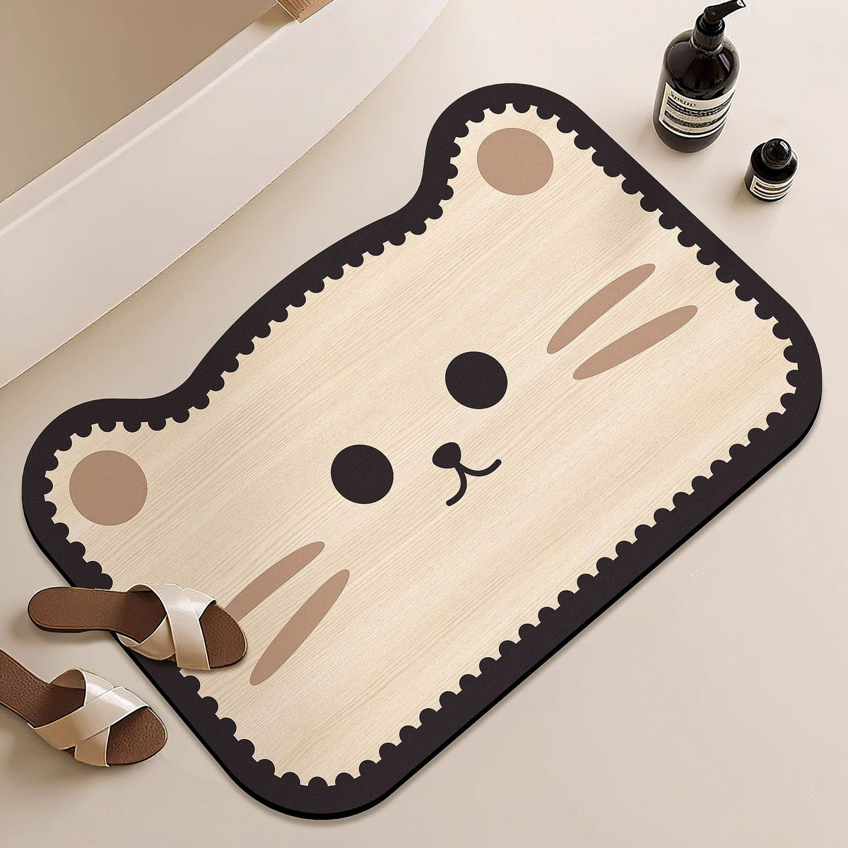 Cartoon Diatomaceous Earth Bath Mat Non-Slip Absorbent Shower Room Floor Mat