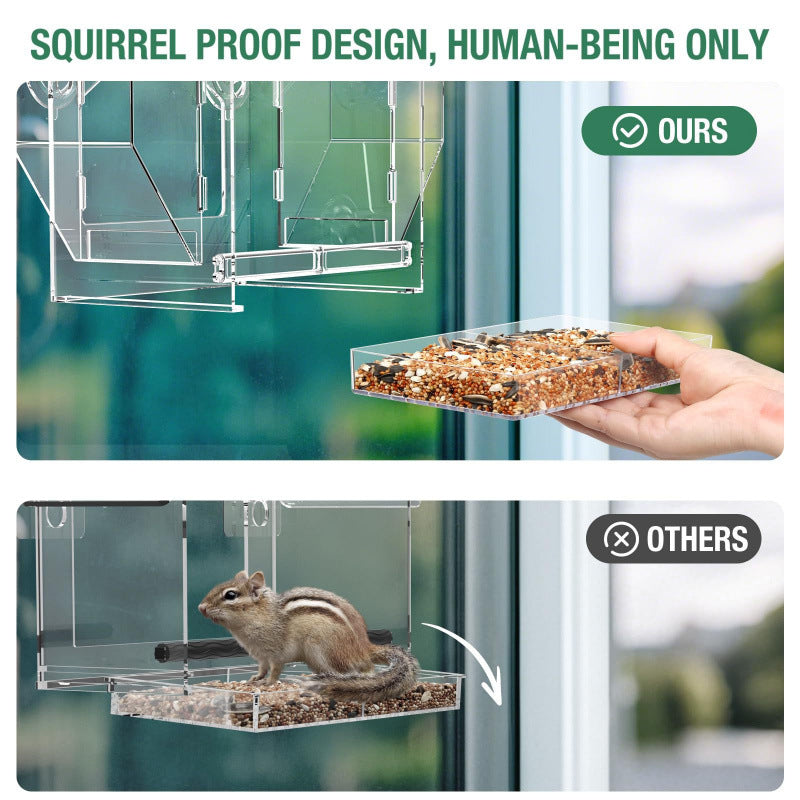 Window Bird Feeder Outdoor Transparent Birdhouse for Wild Birds
