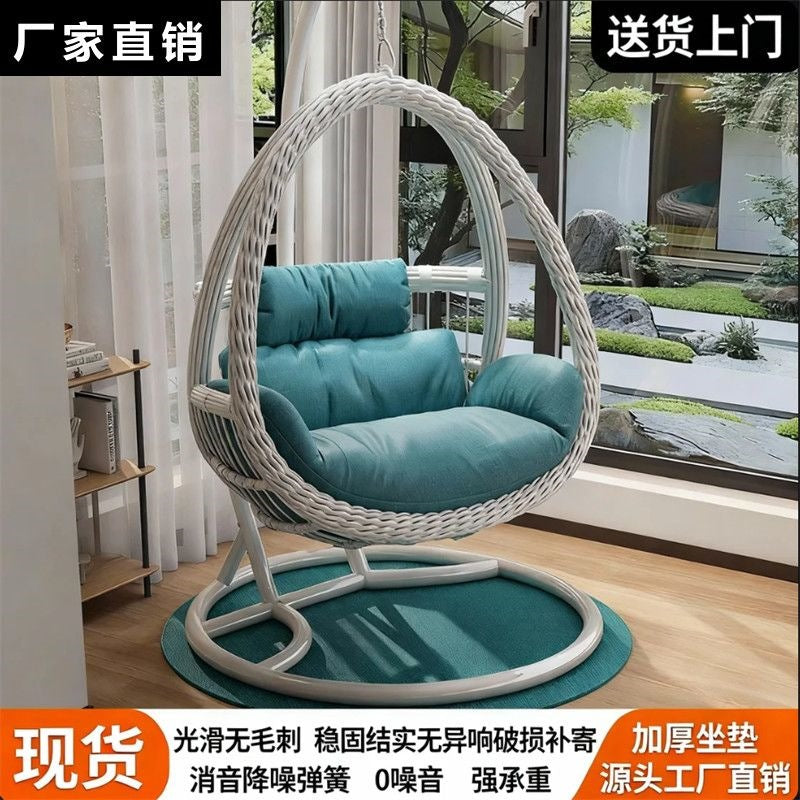 Indoor Outdoor Wicker Rattan Swing Chair Double Single Egg Chair with Stand for Patio Balcony Garden