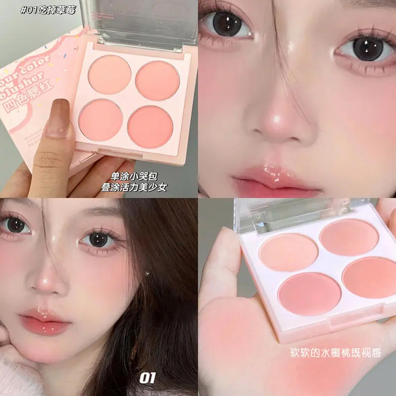 Ice Cream Quad-Color Matte Blush Palette - Low Saturation Peach Nude Makeup