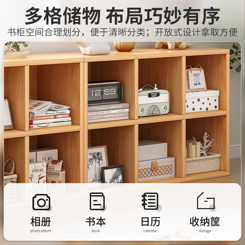 Floor-Standing Wall-Leaning Bookshelf with Adjustable Compartments, Kids' Reading Nook Storage Cabinet, Living Room Multi-functional Bookcase