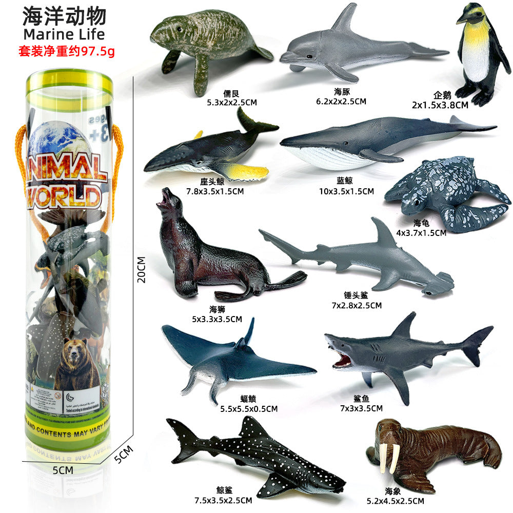 Ocean Animal Figurines Set with Carrying Bucket - Realistic Mini Sea Creatures for Kids