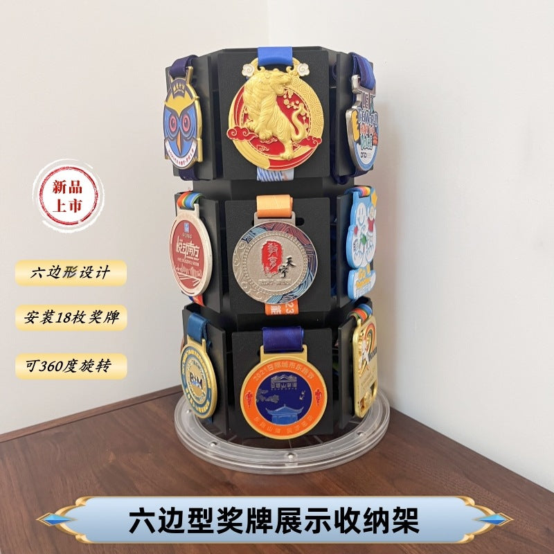 360° Rotating Medal Display Rack for Marathon, Running and Hiking Medals