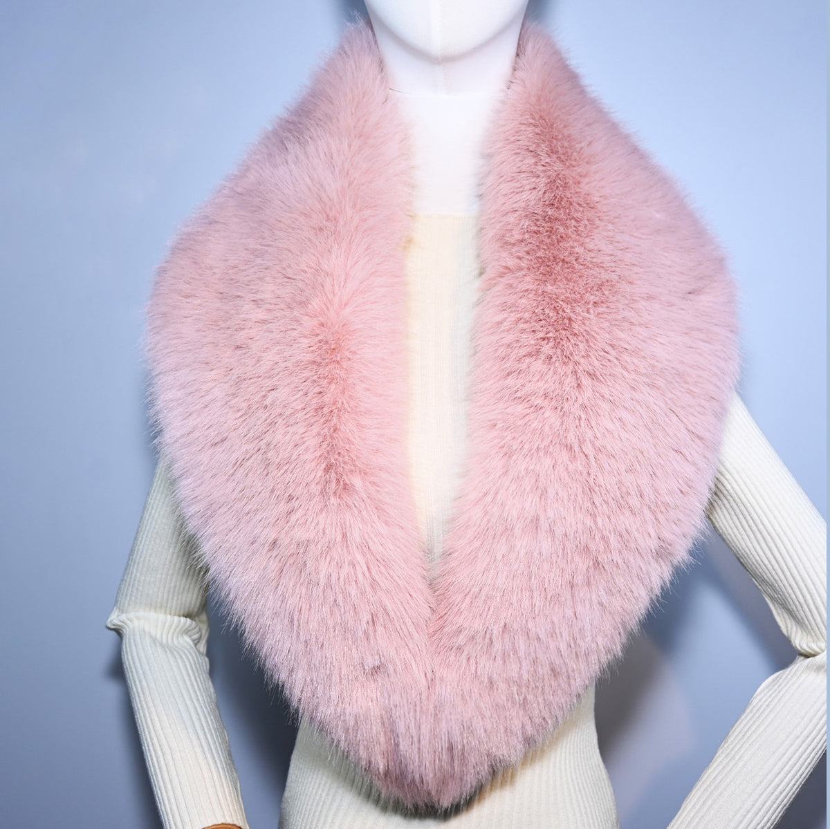 Faux Fox Fur Shawl Collar Scarf for Winter Warmth
