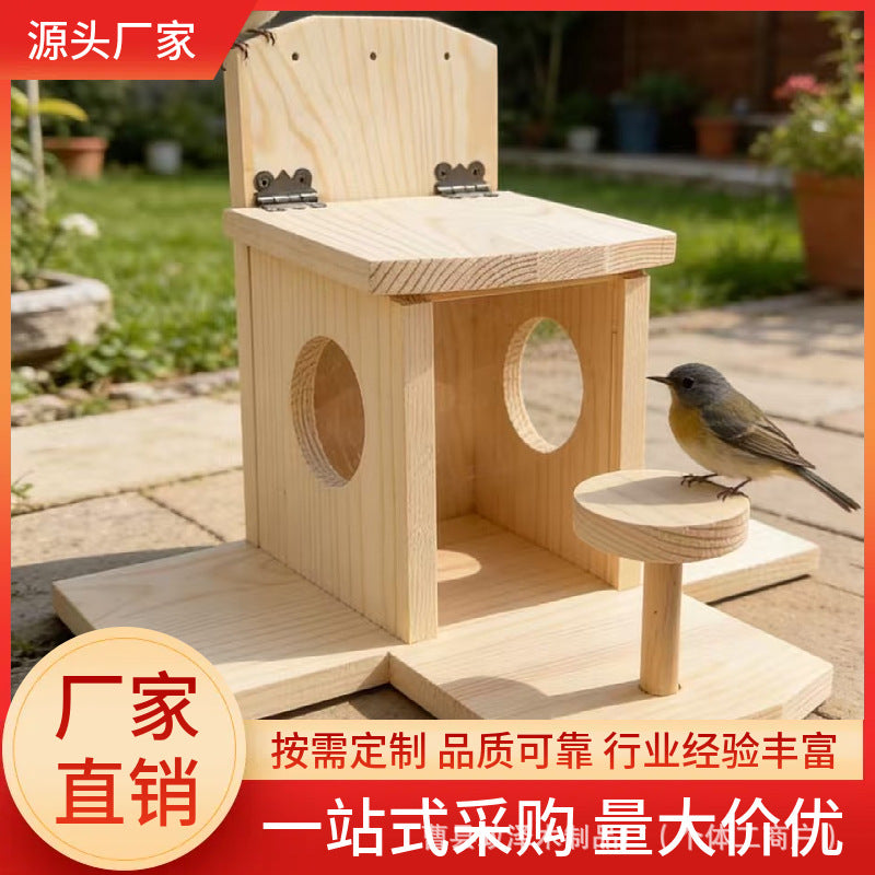 Wooden Hanging Bird Feeder Outdoor Garden Decoration Birdhouse