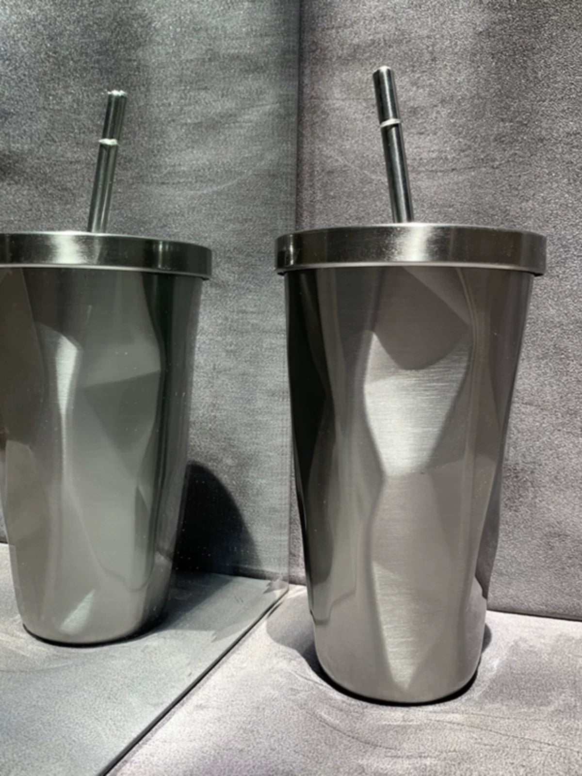 304 Stainless Steel Insulated Tumbler with Straw, Diamond Pattern Coffee Milk Tea Water Bottle, Gradient Colors