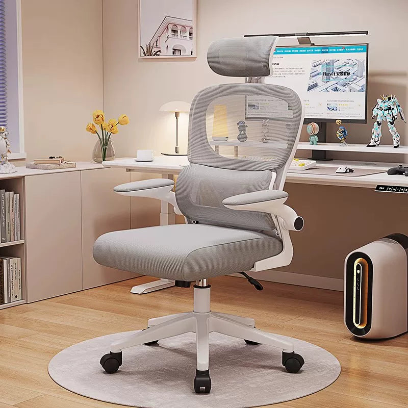 Ergonomic Office Chair with Lumbar Support, Flip-up Armrests, and Nylon Base for Home or Gaming