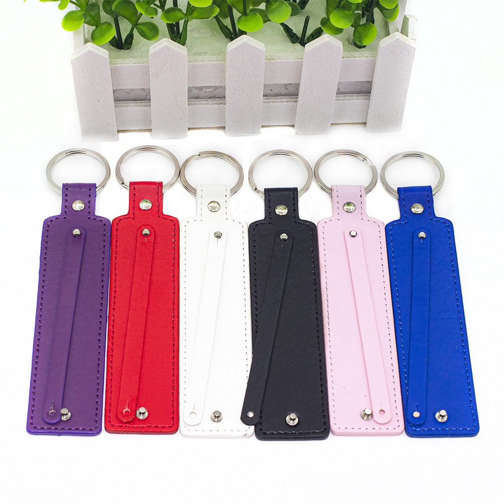 Alloy Faux Leather Keychain PU Leather Key Ring Couple Phone Pendant DIY Creative Small Gift