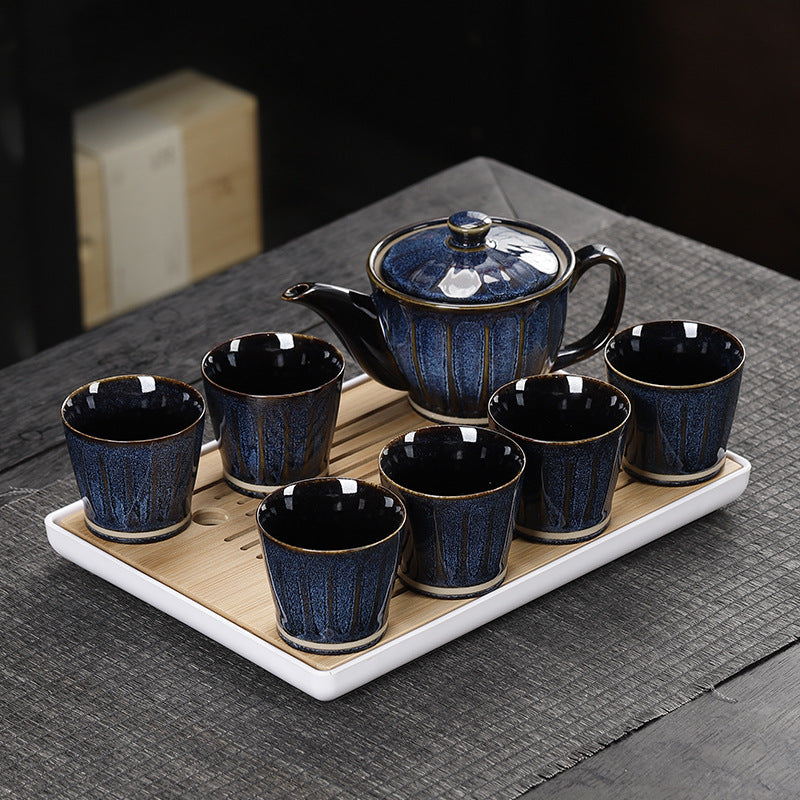 Ceramic Teapot Set with 6 Cups, Heat-Resistant Glazed Teaware for Home Use