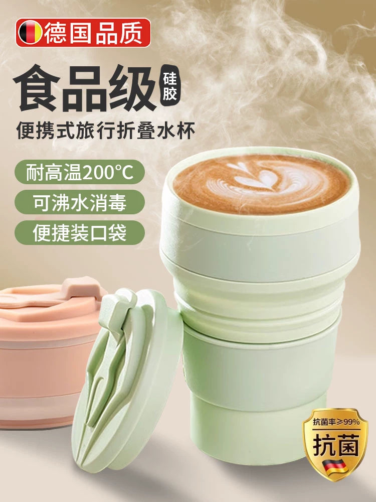 Collapsible Silicone Travel Mug - Portable Outdoor Coffee Cup, Food-Grade & High-Temperature Resistant