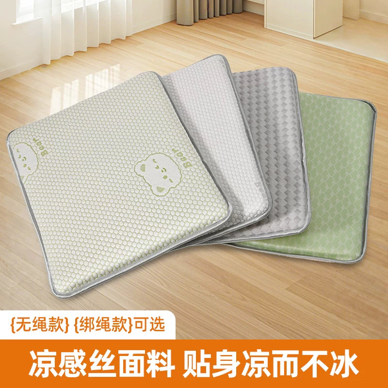 Pet Cooling Mat for Cats and Dogs, Breathable Ice Silk Pad with Straps, Machine Washable