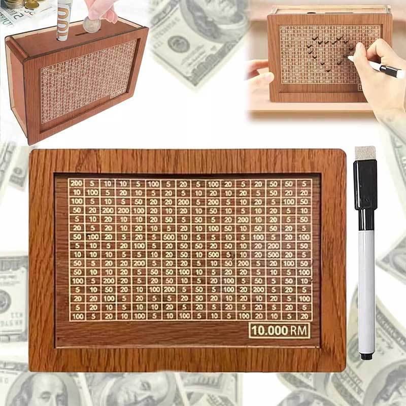 Wooden Money Box with Counter, DIY Retro Piggy Bank for Savings