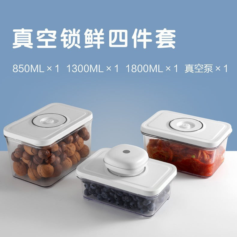 Vacuum Seal Food Storage Container Set with Pump, Rectangular Refrigerator Organizer for Freshness