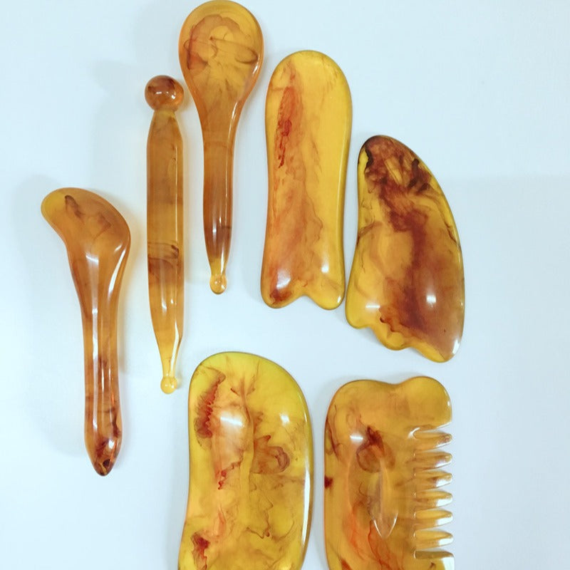 Amber Gua Sha Massage Tool Set for Meridian Health and Beauty
