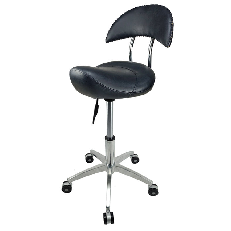 Adjustable Saddle Stool with Backrest and Wheels for Salon, Spa, and Dental Office