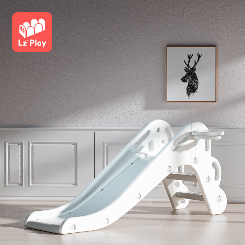 Kids Indoor Slide Playset with Basketball Hoop, Toddler Home Playground Activity Center