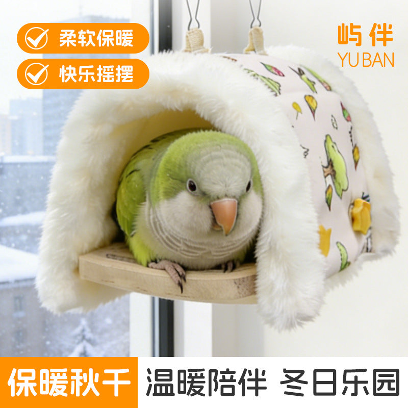Winter Warm Bird Hammock for Parrots and Small Birds, Thickened Triangle Swing Nest