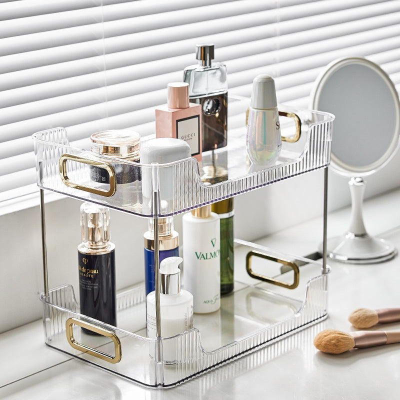 Multi-layer PET Desktop Storage Rack with Wheels for Cosmetics and Sundries