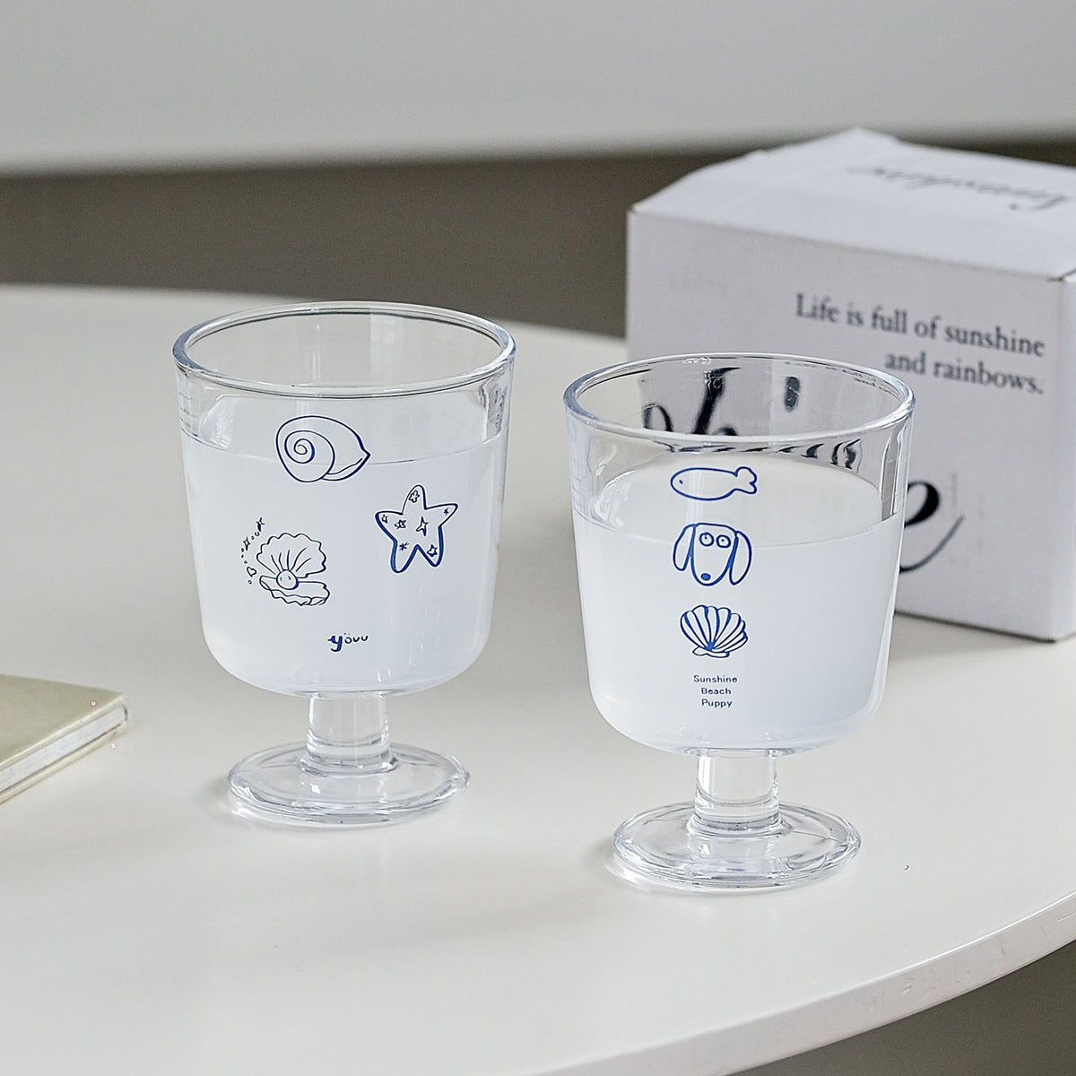 Ocean Shell Design Glass Goblet for Desserts and Drinks