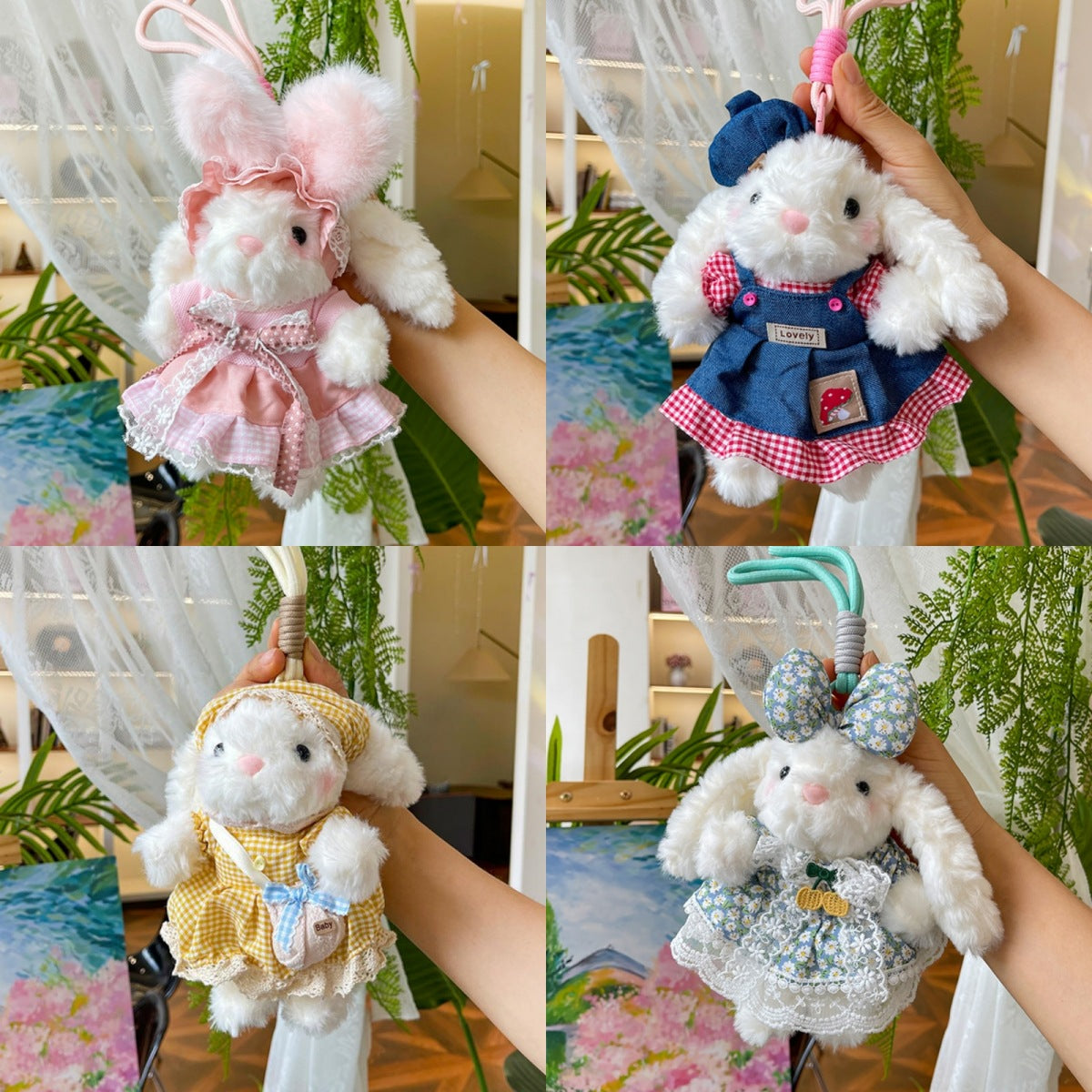 Cute Lop-Eared Bunny Plush Keychain Pendant for Bags and Keys