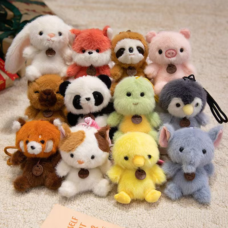 Cute Animal Plush Keychain Pendant for Bags and Keys - Panda, Elephant, Rabbit, Capybara, Raccoon