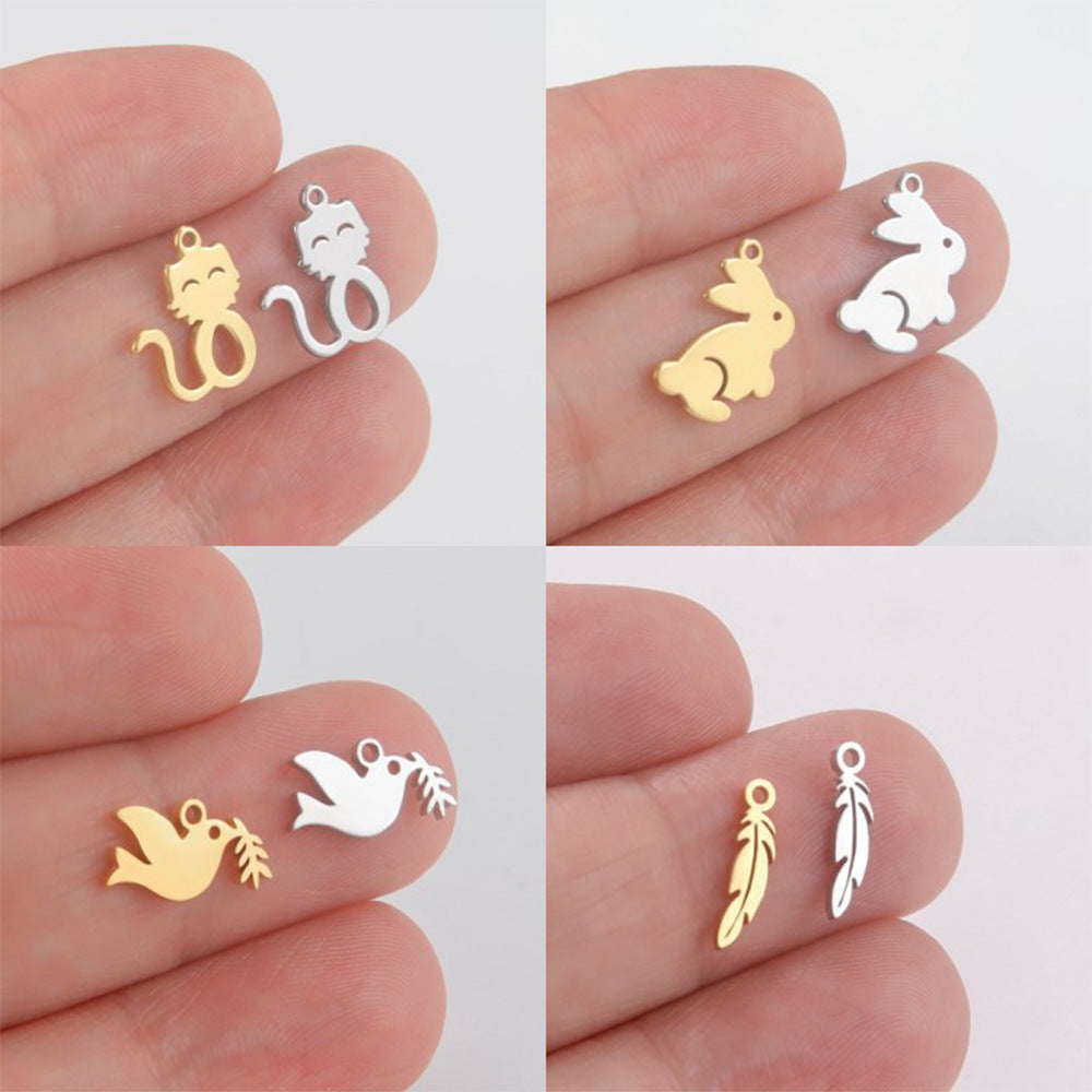 Stainless Steel Animal & Feather Charms for DIY Jewelry Making