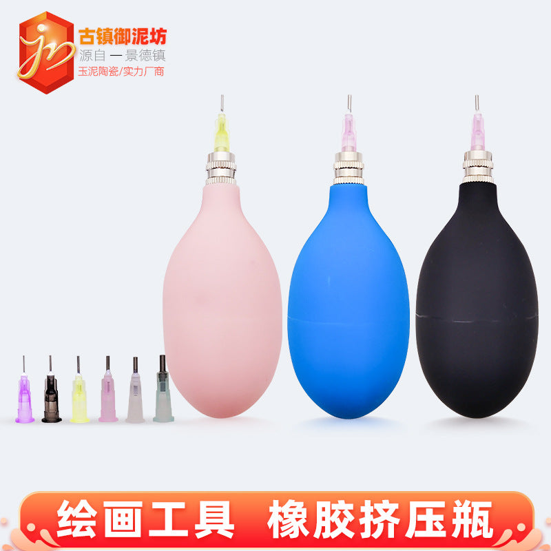Pottery Tool Ceramic Decorating Drag Bottle Precision Applicator with Fine Tip Needle for Slip Glaze Rubber Squeeze Bottle