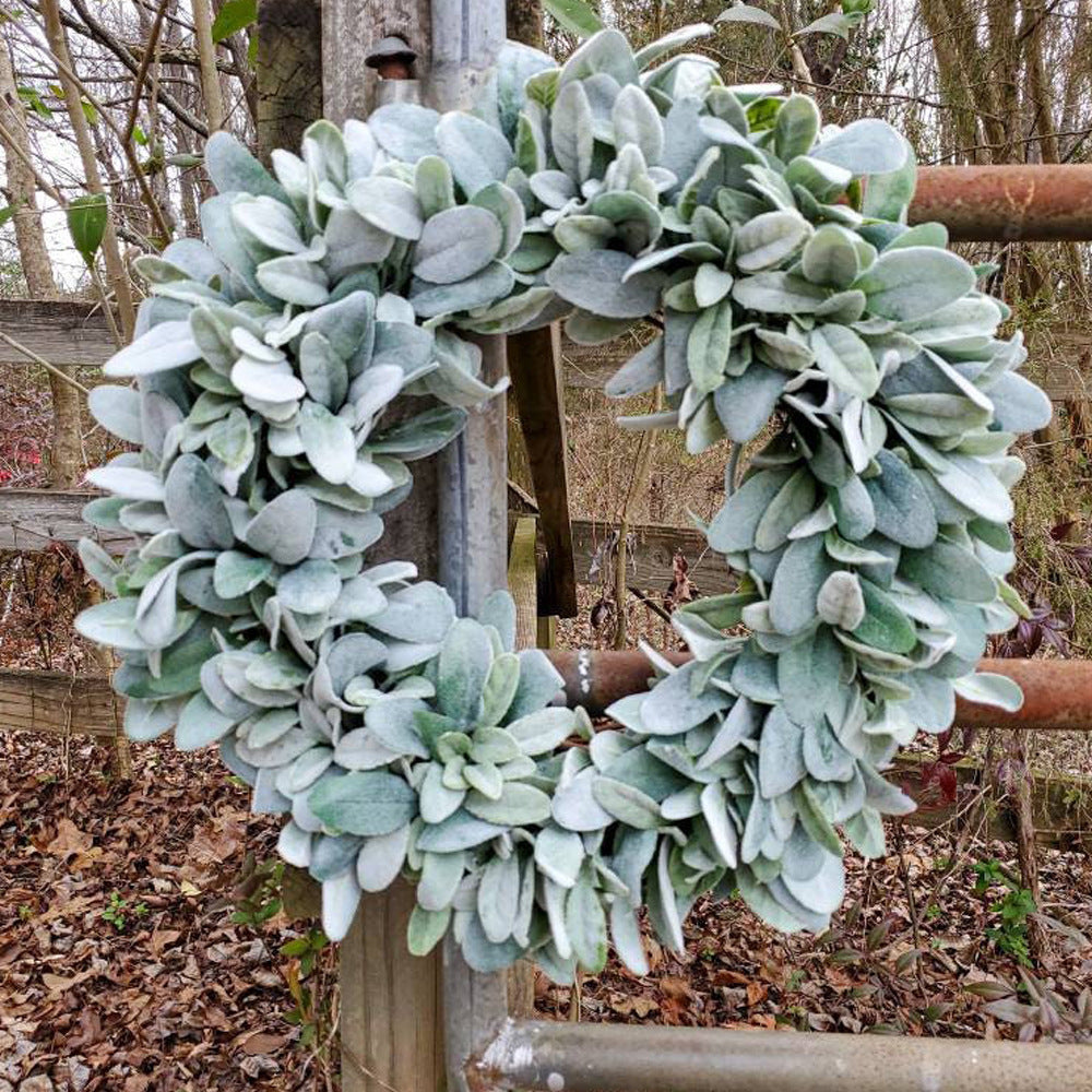 Spring Lamb's Ear Wreath with Faux Flowers for Farmhouse Wedding Decor