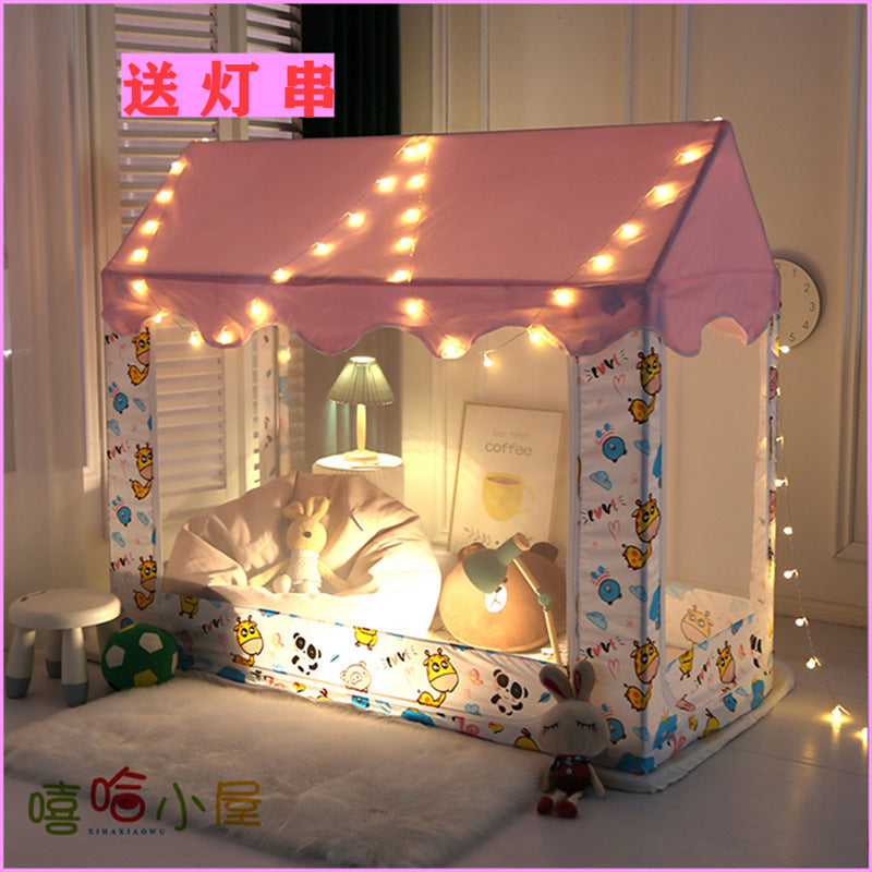 Kids' Playhouse Tent Bed Canopy with Three Openings for Boys and Girls