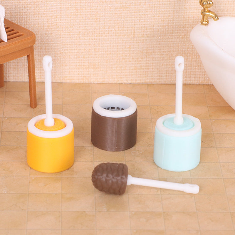 Miniature Dollhouse Toilet Brush Model for OB11 Doll Bathroom Decor