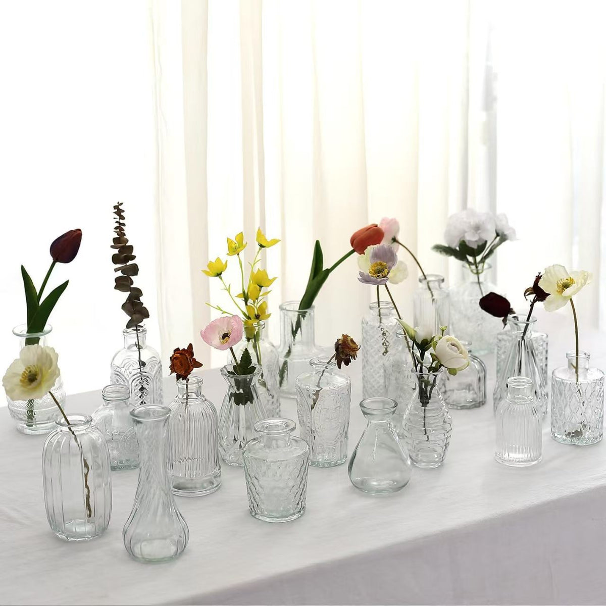 Vintage Ins-Style Clear Glass Vase for Floral Arrangements and Home Decor