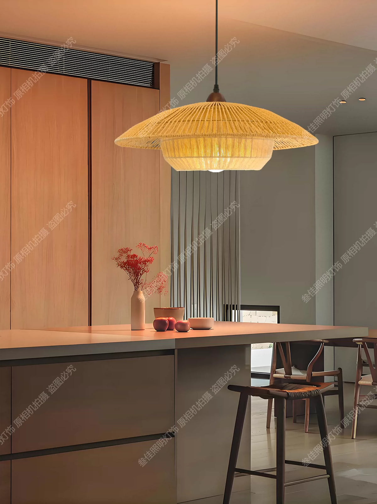 Chinese Style Wood Pendant Light for Dining Room and Teahouse