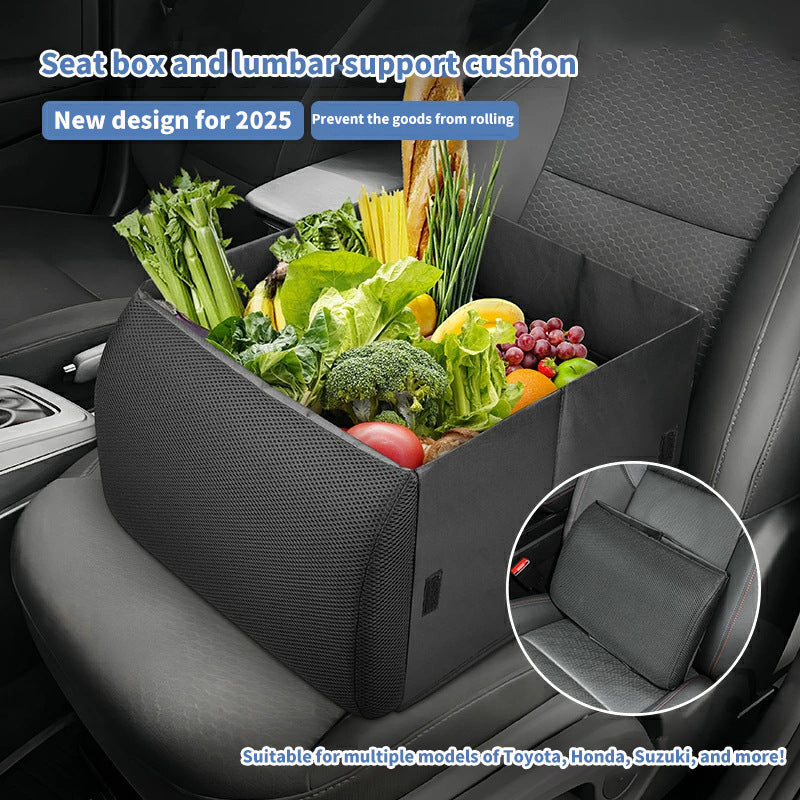 Car Backrest Storage Box Foldable High Rebound Lumbar Pillow Organizer