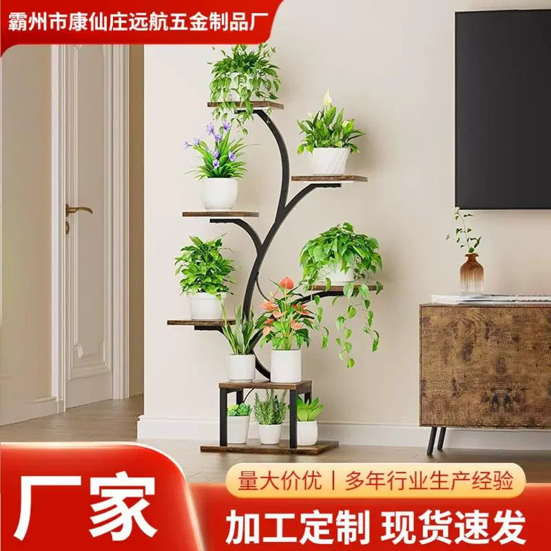 Multi-Tier Wrought Iron Plant Stand for Indoor Home Decor