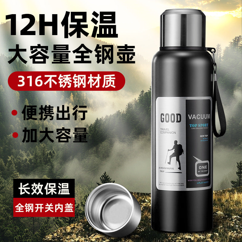 Large Capacity 316 Stainless Steel Vacuum Insulated Bottle with Tea Infuser for Men, Outdoor Sports & Portable